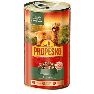 PROPESKO kúsky pes králik + hovädzie + cestoviny 1240 g