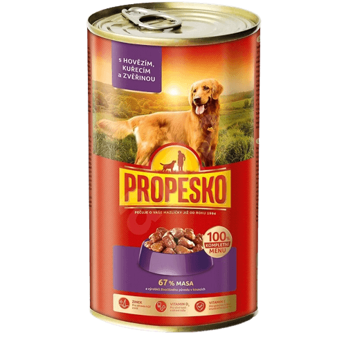 PROPESKO konzerva pes hovädzie-kura-zverina 1240g